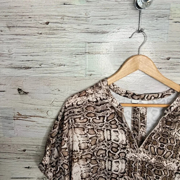 Halston brown white dress size  large snake skin - Picture 3 of 7
